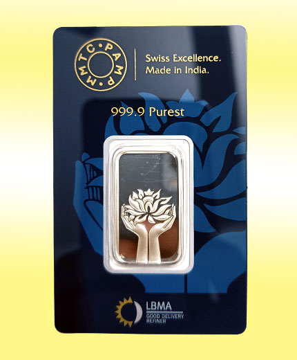 MMTC PAMP Lotus Silver Bar 10 grams 999