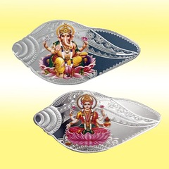 50gm Laxmi Ganesh Shankh Silver Coins 2 Coin Set